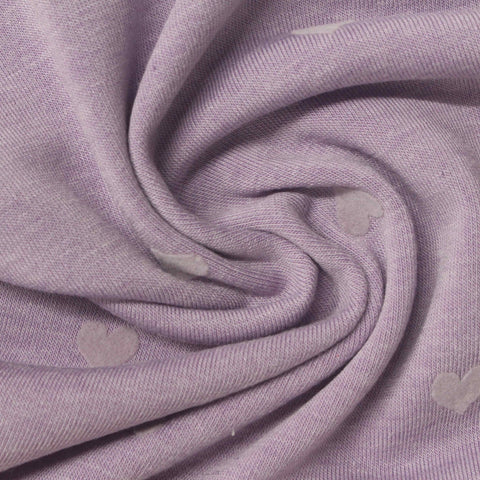 Light Purple Hearts French Terry, Poly-Viscose