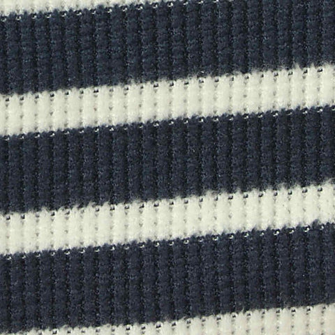 Navy Horizontal-Stripe Waffle Knit, Polyester