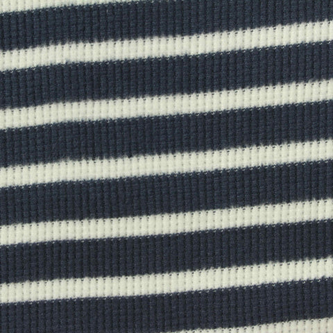 Navy Horizontal-Stripe Waffle Knit, Polyester
