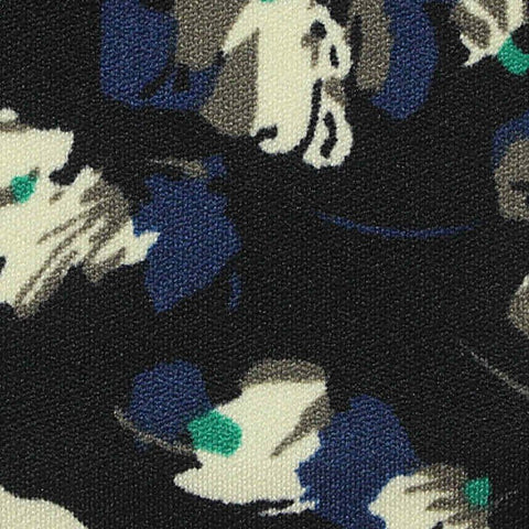 White Abstract-Floral Linen-Look, Polyester