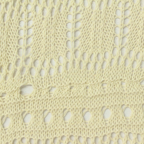 Cream Leaf Pointelle Knit, Poly-Cotton, 260 gsm, 160 cm