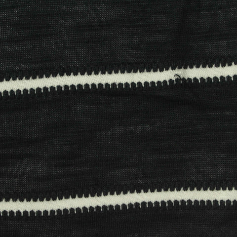 White Horizontal-Stripe Jersey Knit, Viscose, 150 gsm