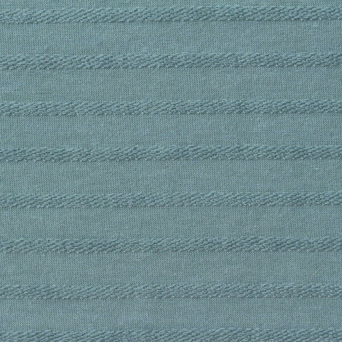Blue-Green Horizontal-Band Jersey Knit, Cotton-Poly