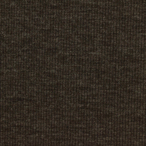 Dark Brown Marl Rib Knit, Poly-Viscose