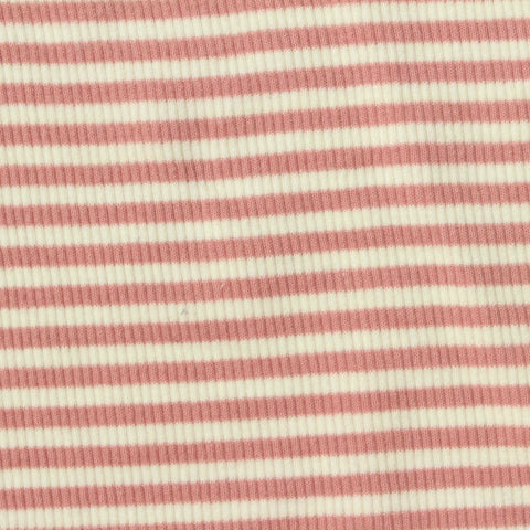 Pink Horizontal-Stripe Rib Knit, Cotton, 180 gsm