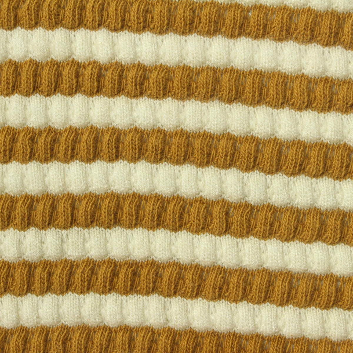 Mustard Horizontal-Stripe Chunky Knit, Cotton-Viscose