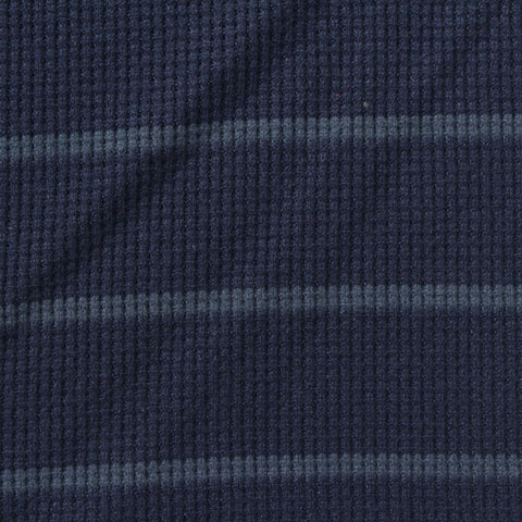 Striped Polyester Stretch Waffle Knit Fabric, 230 gsm, 140 cm — Navy