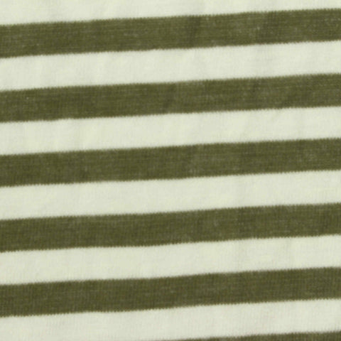 Olive Horizontal-Stripe Jersey Knit, Viscose-Poly
