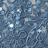 Dusty Blue Floral Lace, Polyester — texture
