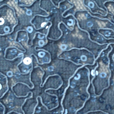 Dusty Blue Floral Lace, Polyester