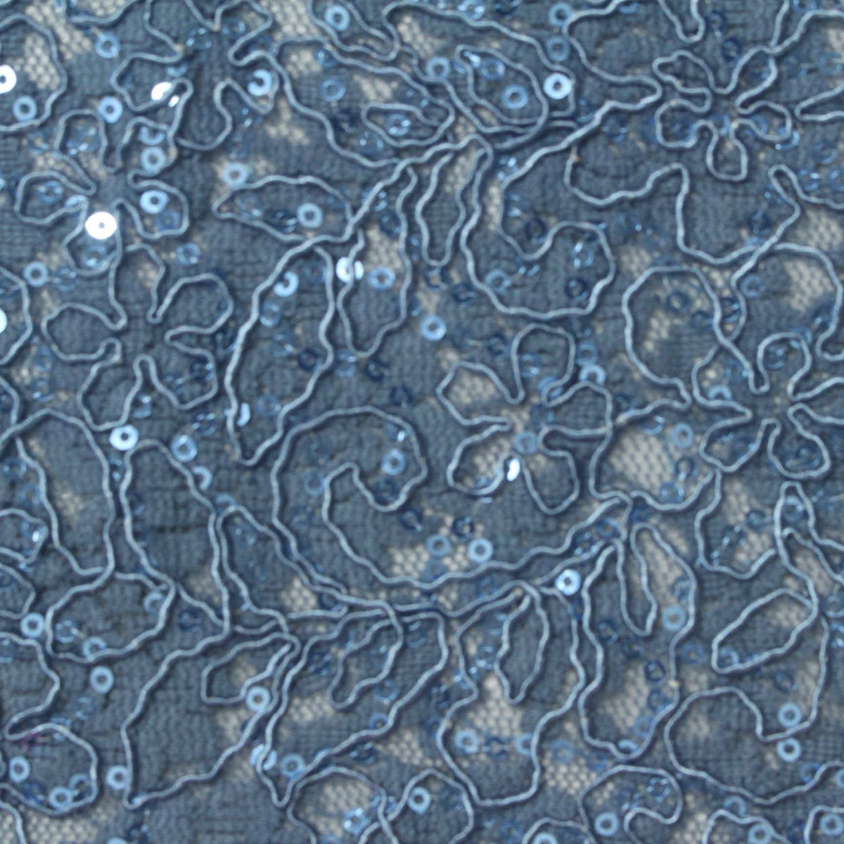 Dusty Blue Floral Lace, Polyester