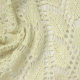 Cream Openwork-Leaf Pointelle Knit, Poly-Cotton