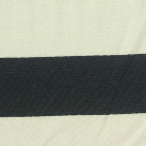 Cream Horizontal-Stripe Jersey Knit, Cotton-Viscose