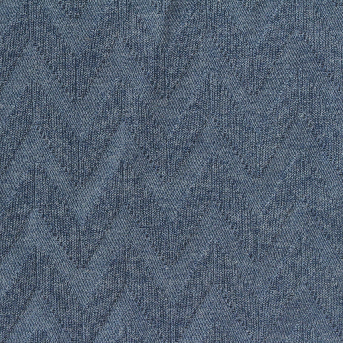 Blue Tone-on-Tone Chevron Pointelle Knit, Poly-Viscose