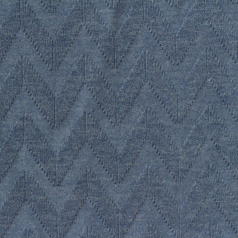 Blue Tone-on-Tone Chevron Pointelle Knit, Poly-Viscose