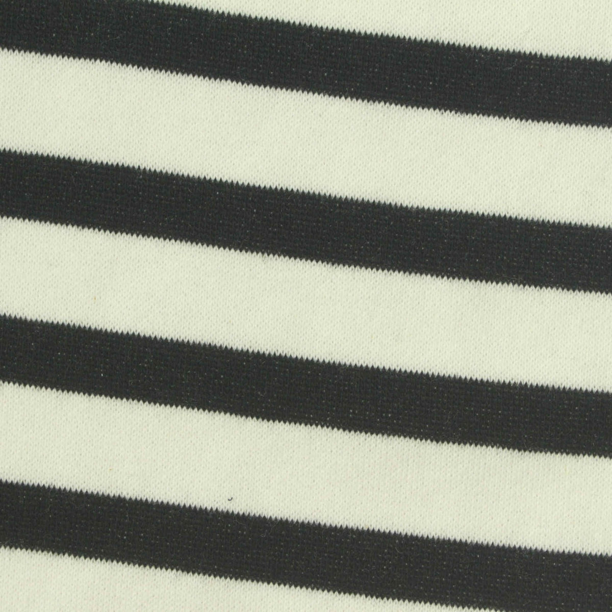 Black Horizontal-Stripe French Terry, Poly-Cotton, 280 gsm