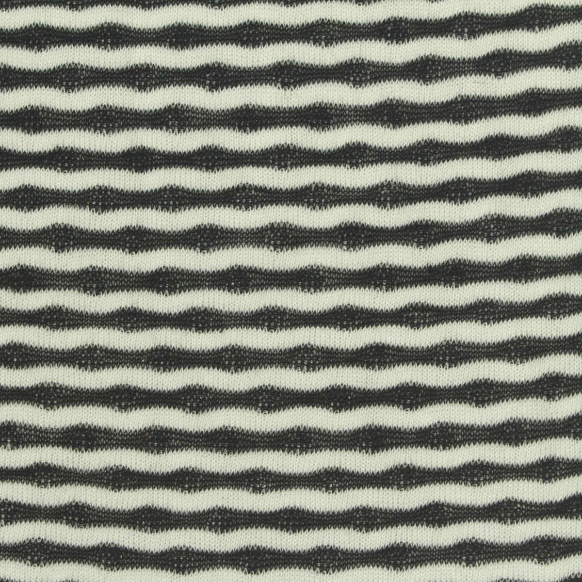 Black Horizontal-Stripe Interlock Knit, Polyester, 220 gsm, 170 cm