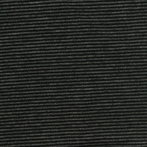 Dark Grey Horizontal-Stripe Jersey Knit, Cotton-Modal