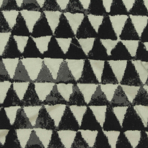 Black Geometric-Triangle Jersey Knit, Cotton-Viscose