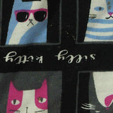 White Cartoon-Cat Jersey Knit, Cotton — texture
