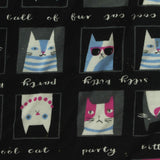 White Cartoon-Cat Jersey Knit, Cotton