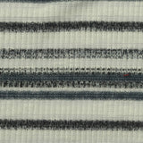 White Horizontal-Stripe Rib Knit, Poly-Viscose