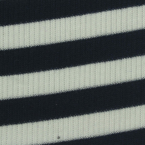 Navy Horizontal-Stripe Rib Knit, Polyester, 260 gsm