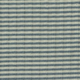 Blue Horizontal-Stripe Rib Knit, Viscose-Poly