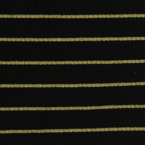 Gold Horizontal-Stripe Rib Knit, Poly-Cotton