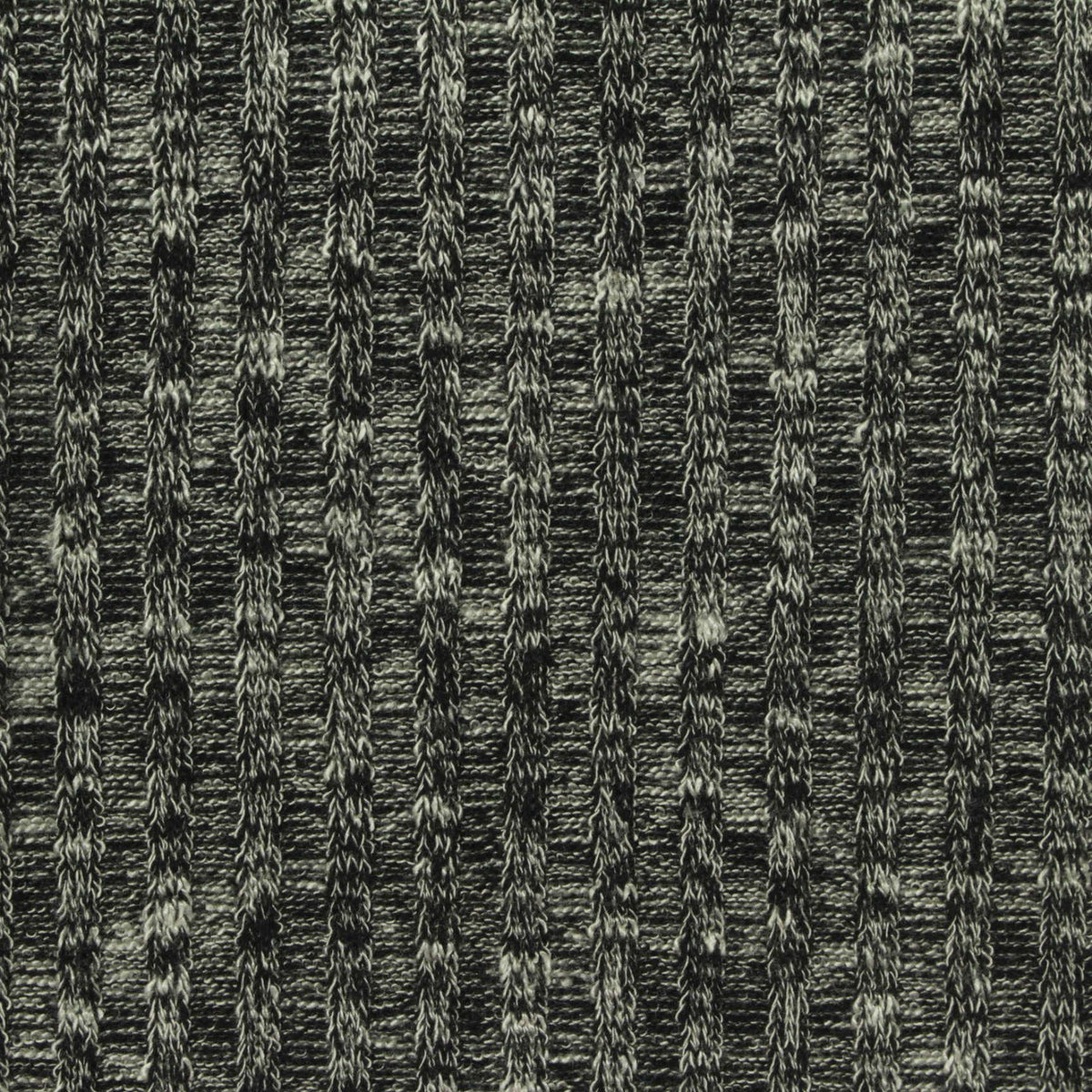 Black Heathered-Marl Rib Knit, Viscose-Poly, 280 gsm
