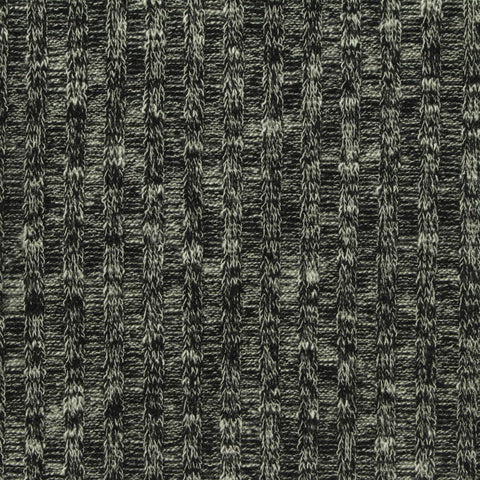 Black Heathered-Marl Rib Knit, Viscose-Poly, 280 gsm