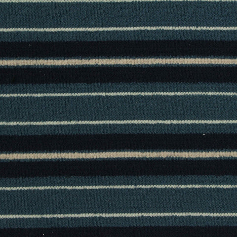 Blue Horizontal-Stripe Knit, Poly-Viscose, 300 gsm
