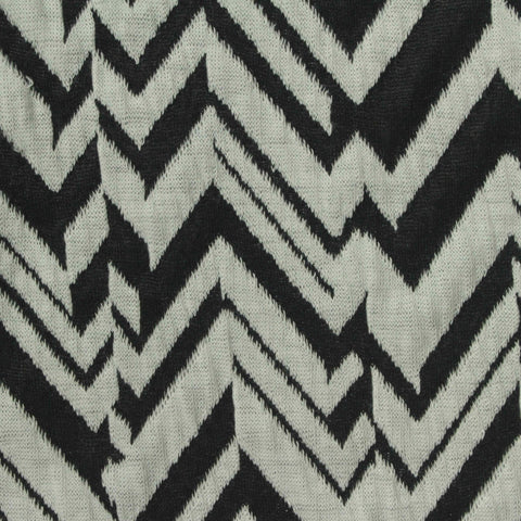 Black Zigzag Interlock Knit, Polyester, 215 gsm