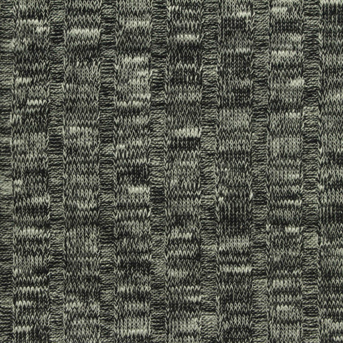 Black Marl Rib Knit, Poly-Cotton, 240 gsm