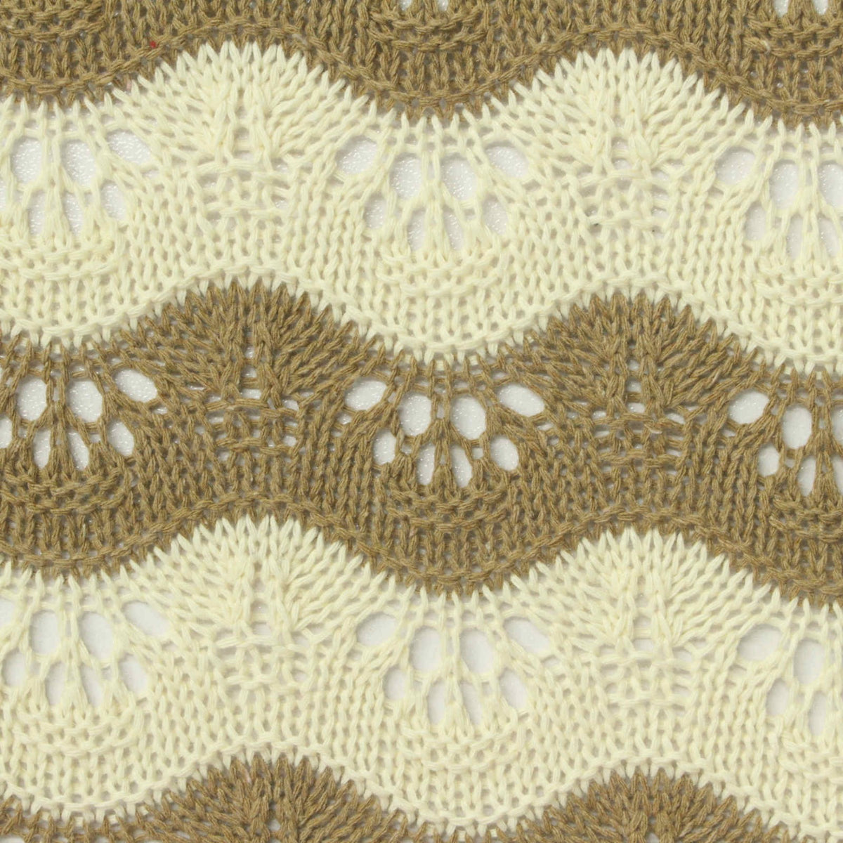 Cream Stripes Pointelle Knit, Poly-Cotton
