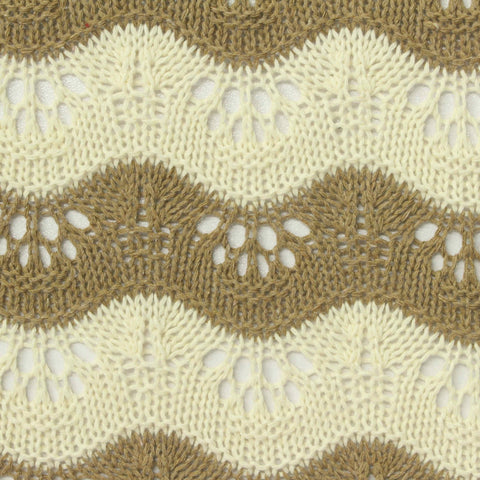 Cream Stripes Pointelle Knit, Poly-Cotton