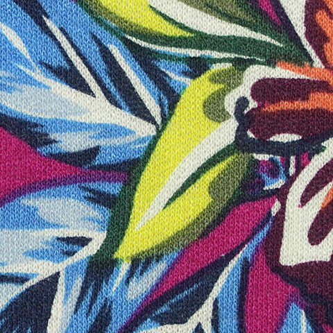 Blue Bold-Floral Jersey Knit, Viscose