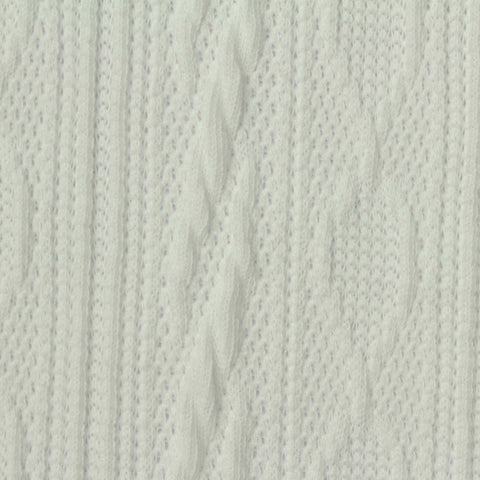 Jacquard 100% Stretch Chunky Knit Fabric, 300 gsm, 125 cm — White