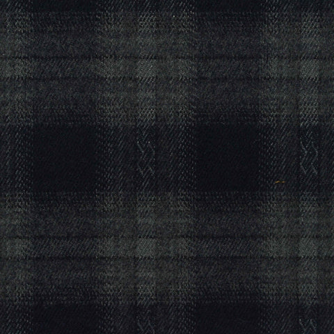 Dark Grey Tone-on-Tone Plaid Woven, Poly-Viscose