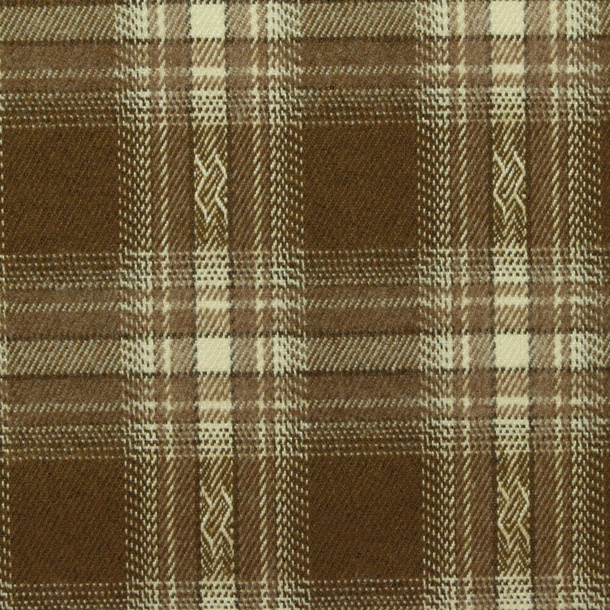 Brown Plaid Woven, Poly-Viscose, 285 gsm, 150 cm, ref EF-265149