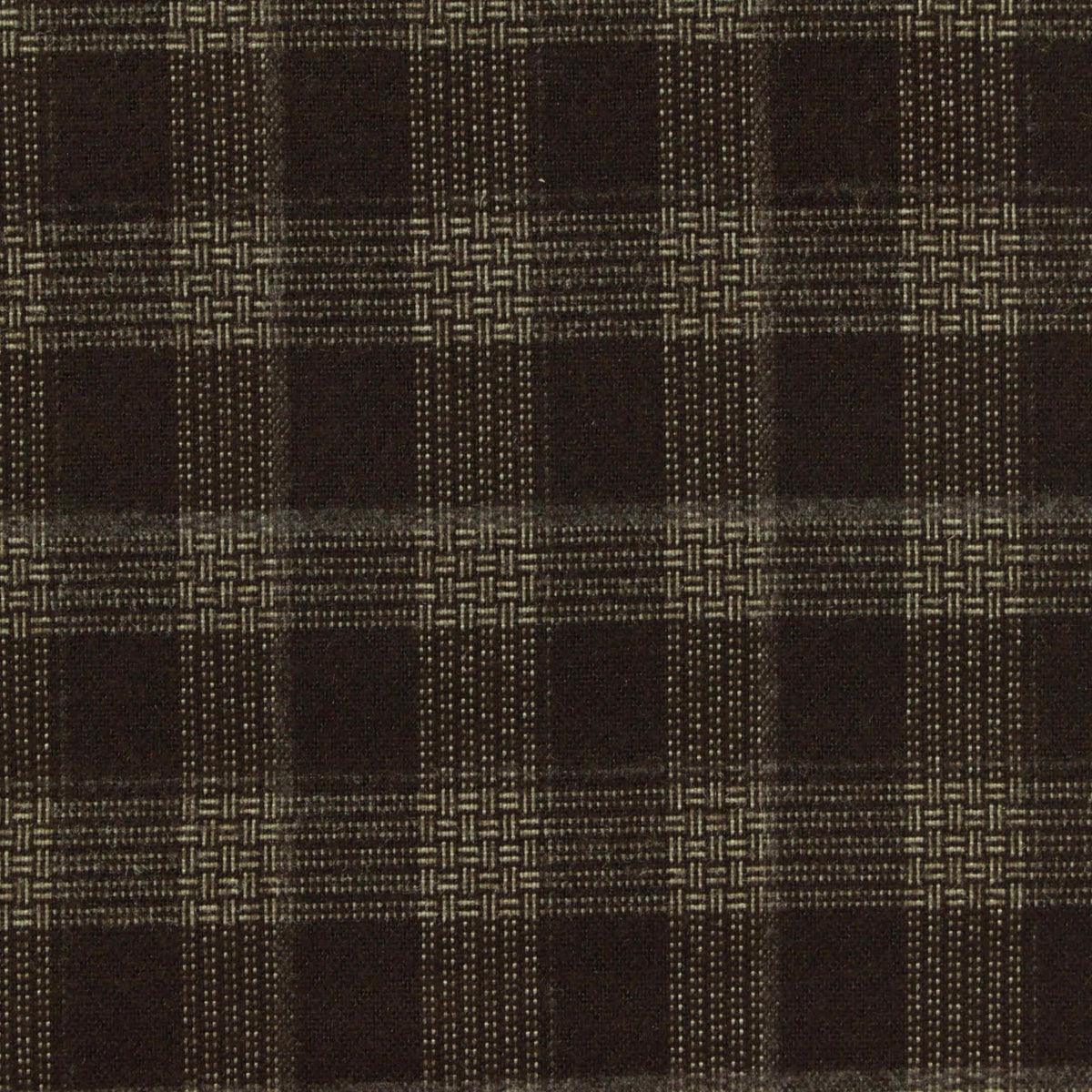 Dark Brown Plaid Woven, Poly-Viscose, 285 gsm, 150 cm, ref EF-265156