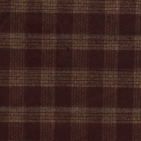 Dark Red Plaid Woven, Poly-Viscose