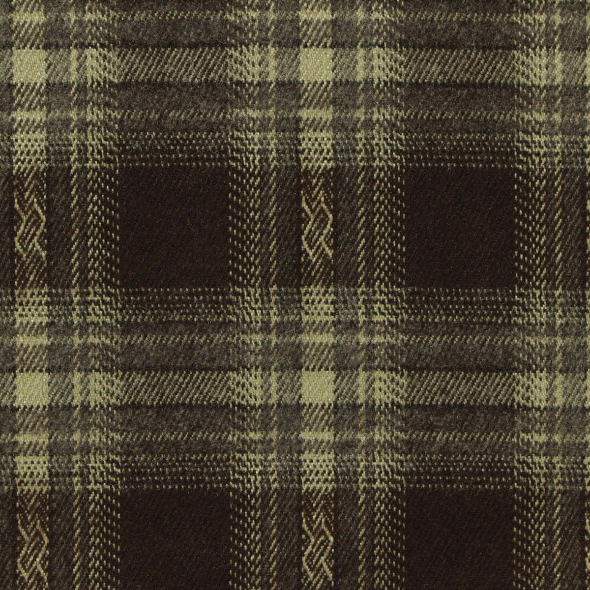 Dark Brown Bold-Plaid Woven, Poly-Viscose