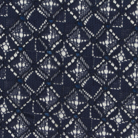 Navy Openwork-Diamond Lace, Nylon