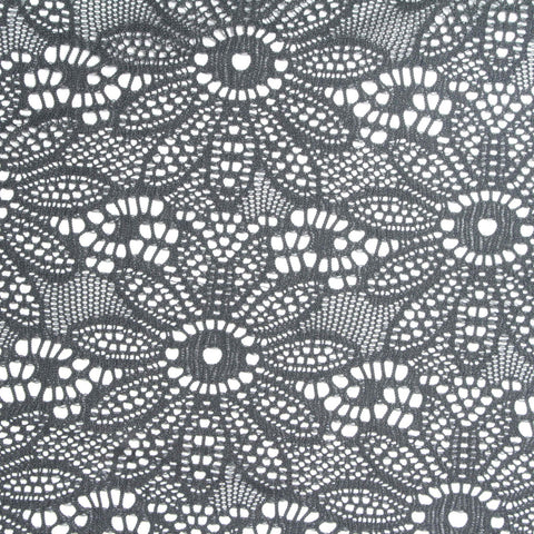Dark Grey Floral Lace, Nylon-Spandex