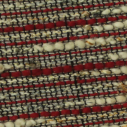 Red Horizontal-Stripe Bouclé, Poly-Cotton, 190 gsm