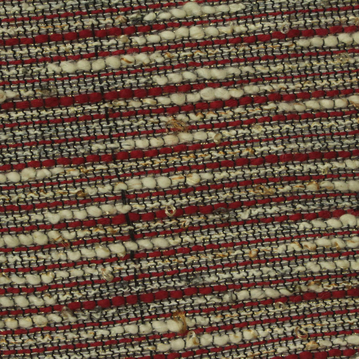 Red Horizontal-Stripe Bouclé, Poly-Cotton, 190 gsm
