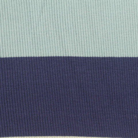 Light Blue Horizontal-Stripe Rib Knit, Viscose