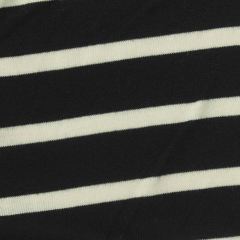 Black Horizontal-Stripe Jersey Knit, Viscose, 146 gsm