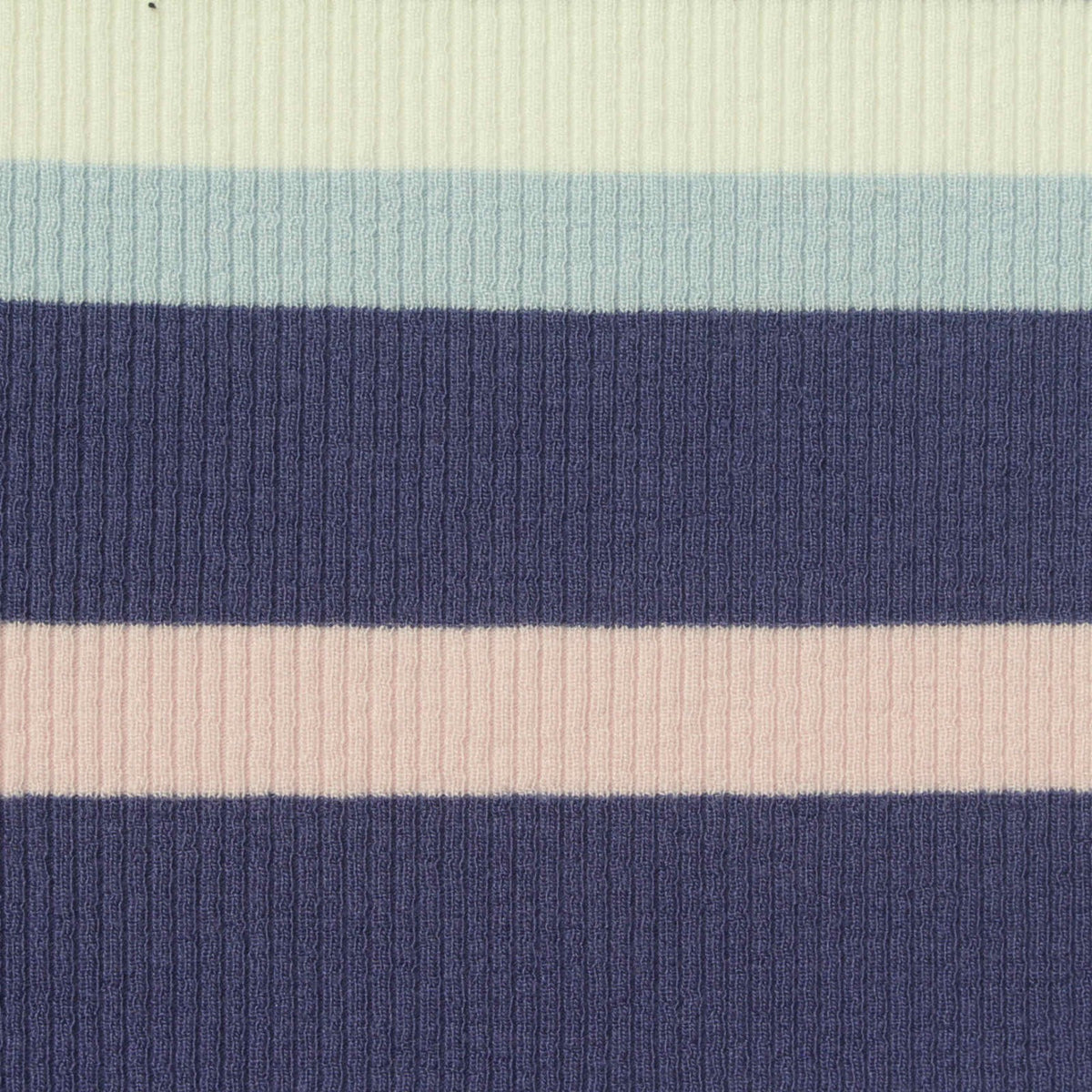 Cream Horizontal-Stripe Rib Knit, Viscose, 250 gsm